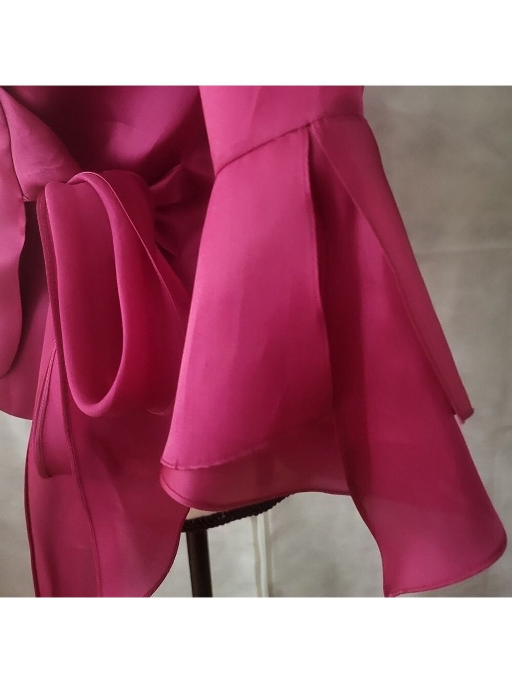 Frascara Plum Silk Organza Ruffled Wrap Top Size 4 - Picture 4 of 8